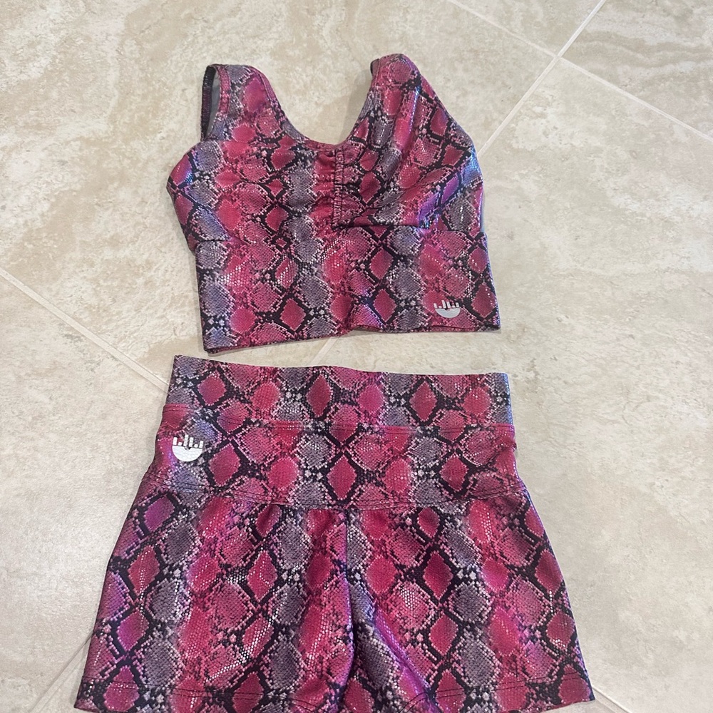 Kids Snake Print Matching Set - Pink and Black